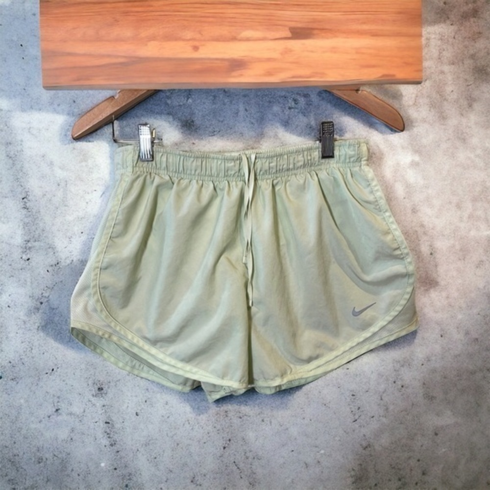 Nike Tempo Running Shorts in a Celery Green‎ Color w/  Drawstring & Dolphin Hem